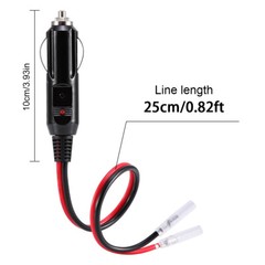 2PCS 12-24V Fused Male Car Cigarette Lighter Adapter Socket Plug Connector Cable