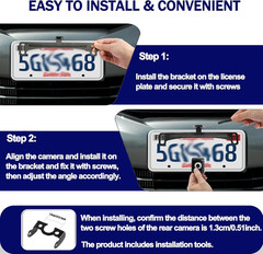Universal Car Rear View Camera License Plate Bracket, Premium Backup Camera Lice