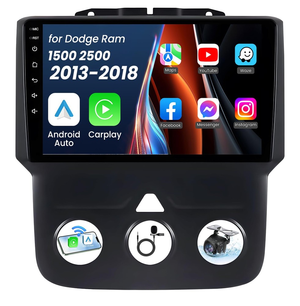 4GB RAM+64GB ROM Car Radio for Dodge Ram 1500 2500 2013-2018: 1280 * 9 Inches
