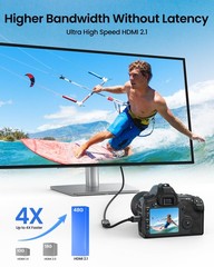 8K 4K Mini HDMI to HDMI Adapter 2.1, [8K60Hz,4K240Hz 144Hz 120Hz] Mini HDMI t…