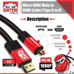 Micro HDMI to HDMI Cable Adapter Converter 4K GoPro HERO 7 6 5 4 3 Camera 60Hz