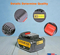 2 x 20V 6.5Ah DeWalt Compatible Lithium Ion Battery Rechargeable 130 Wh DCB 205