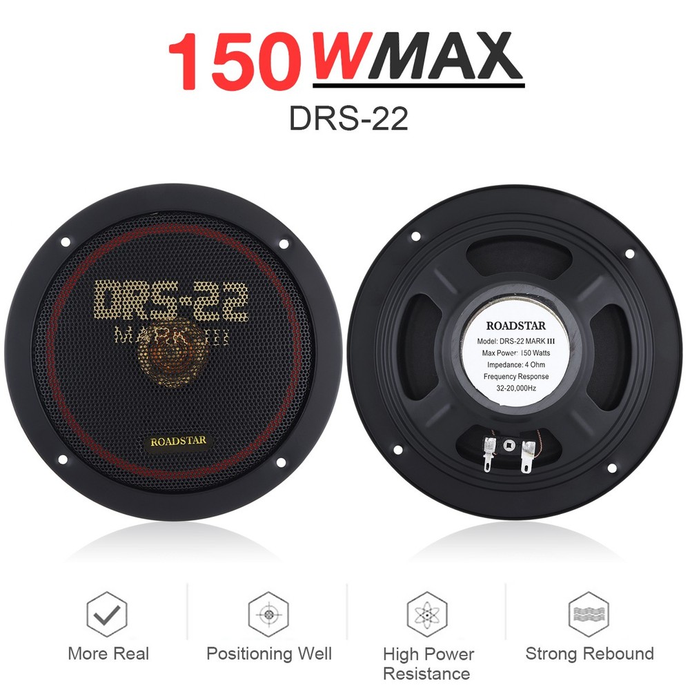2X 6.5 Inch Coaxial Auto Speakers, 150W Full Frequency HiFi Stereo Speakers