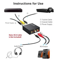 192KHz Digital to Analog Audio Converter DAC Optical L/R RCA 3.5mm Jack Adapter