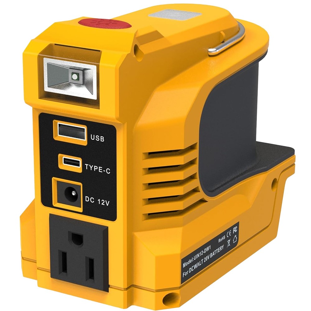 1/2PACK Power Inverter for DeWalt 20V Battery 220W USB-C 18W LED Light AC Outlet