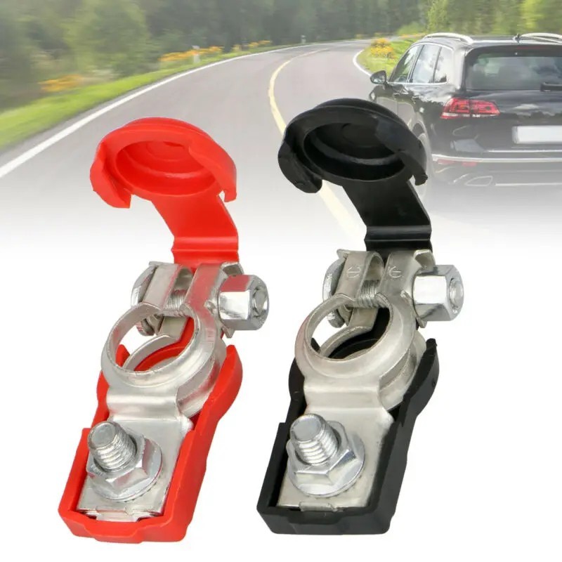 Universal 2 Car Battery Terminal Connector Top Post Positive Negative Heavy Duty