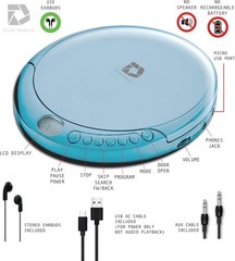 Deluxe Products CD Player Portable with 60 Second Anti Skip, Blue