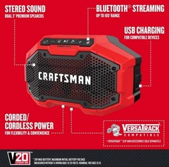 CRAFTSMAN V20 Bluetooth Speaker CMCR001B 20V MAX Jobsite NEW
