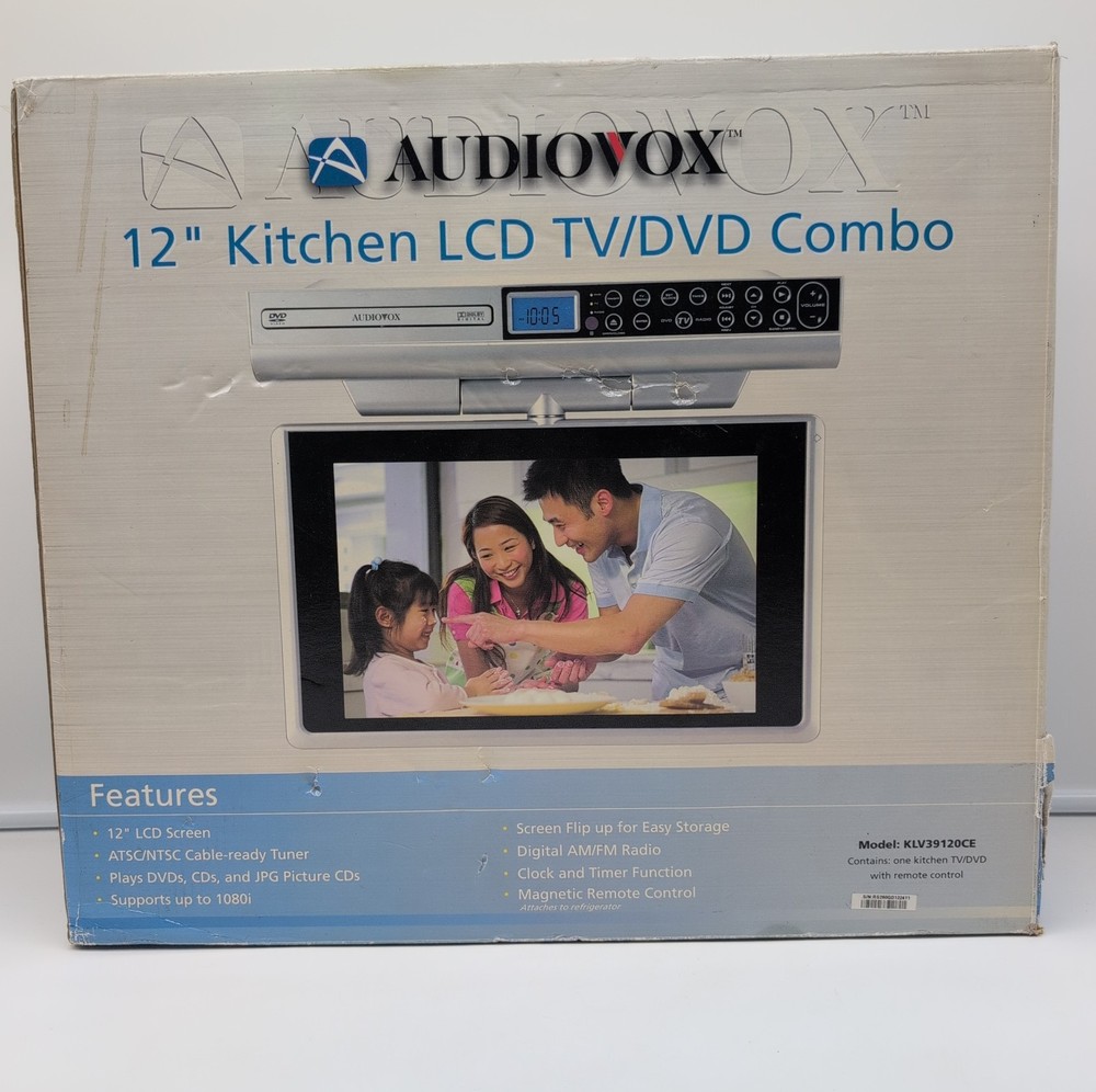 Audiovox Under Cabinet 12″ Kitchen LCD TV/DVD Combo New Open Box With Remote