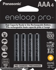 Newest Panasonic Eneloop Pro AAA NiMH 950mAh Rechageable Batteries 4 Pack