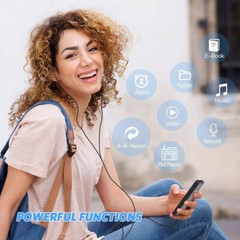 Bluetooth 5.4 MP3 Player HiFi Lossless Sound FM Radio Music Voice Recorder USA
