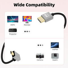 90 Degree 4K Short Micro HDMI to HDMI Coiled Cable,Up Angle Micro HDMI Male t…