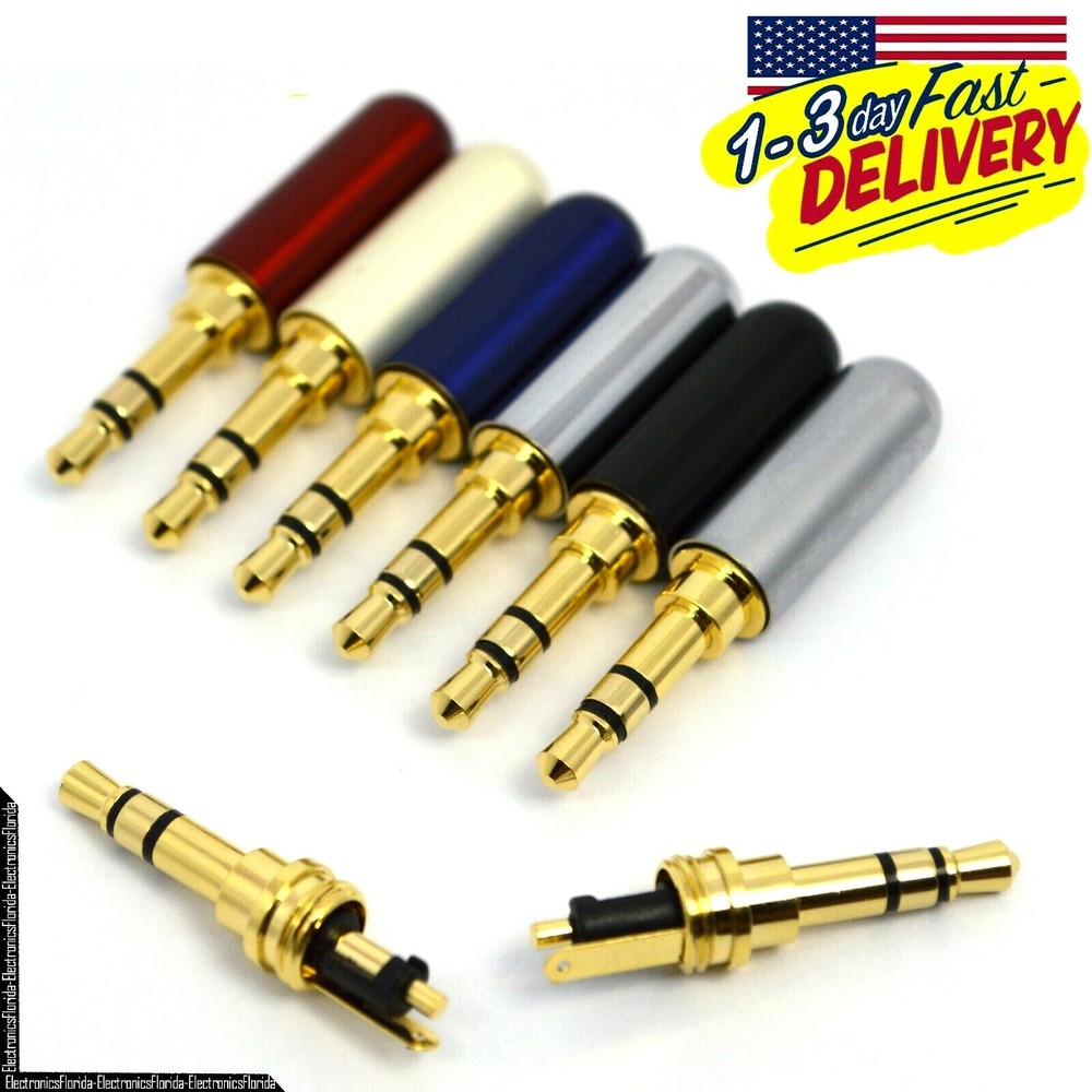Lot 3.5mm 3 Pole Male Repair headphone Jack Plug Metal Audio Soldering US -b231