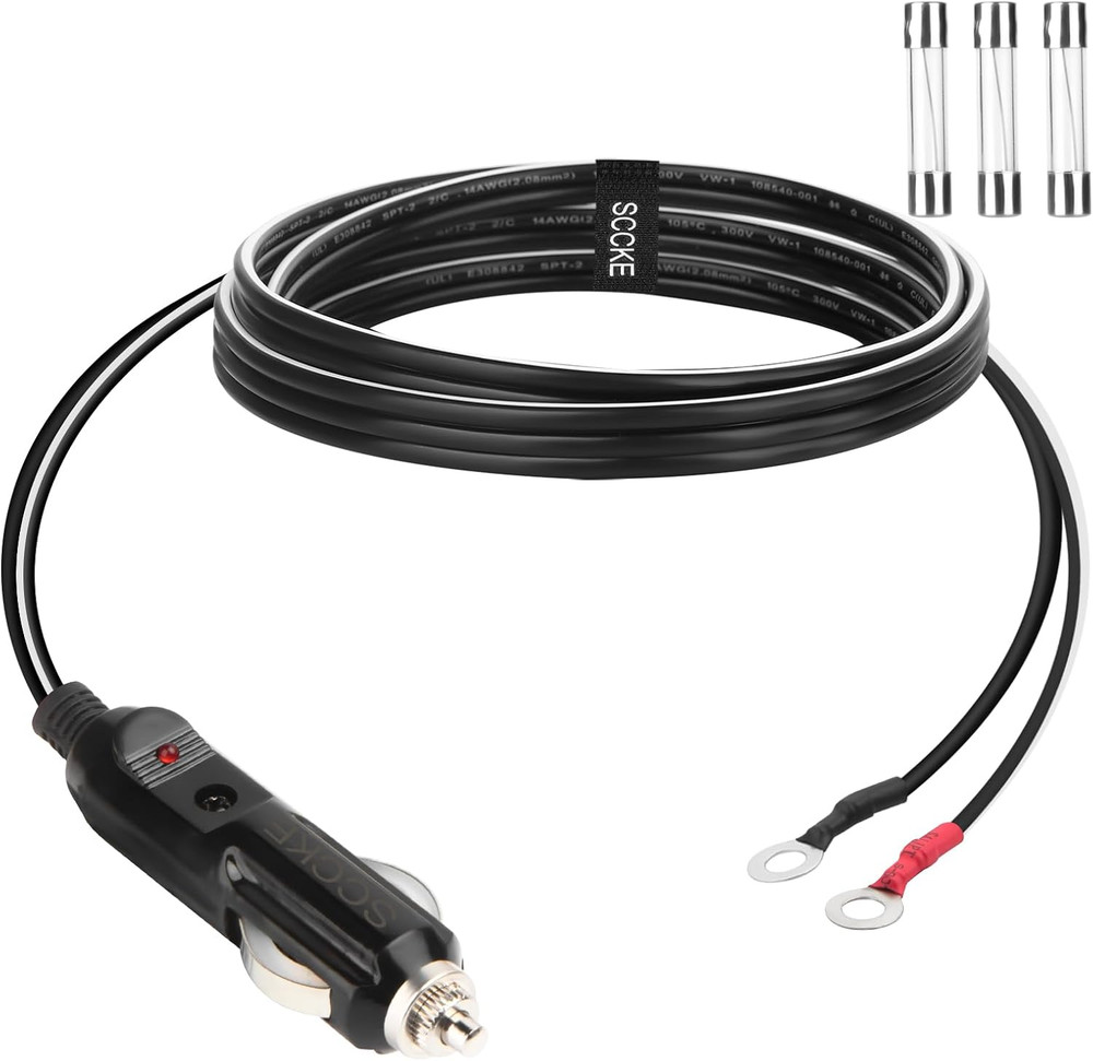 Heavy-Duty 14AWG 20A Male Plug Cigarette Lighter Adapter Power Supply Cord with