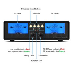 Douk Audio VU2 Dual Analog VU Meter Display 4-way RCA Audio Selector Splitter