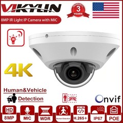 Vikylin 4K 8MP IR POE 2 Way Audio Mini Dome CCTV Security IP Camera Outdoor IP67