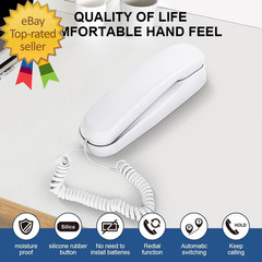 White OF 990 Slimline Wall Mountable Basic Corded Telephone No AC Power Required