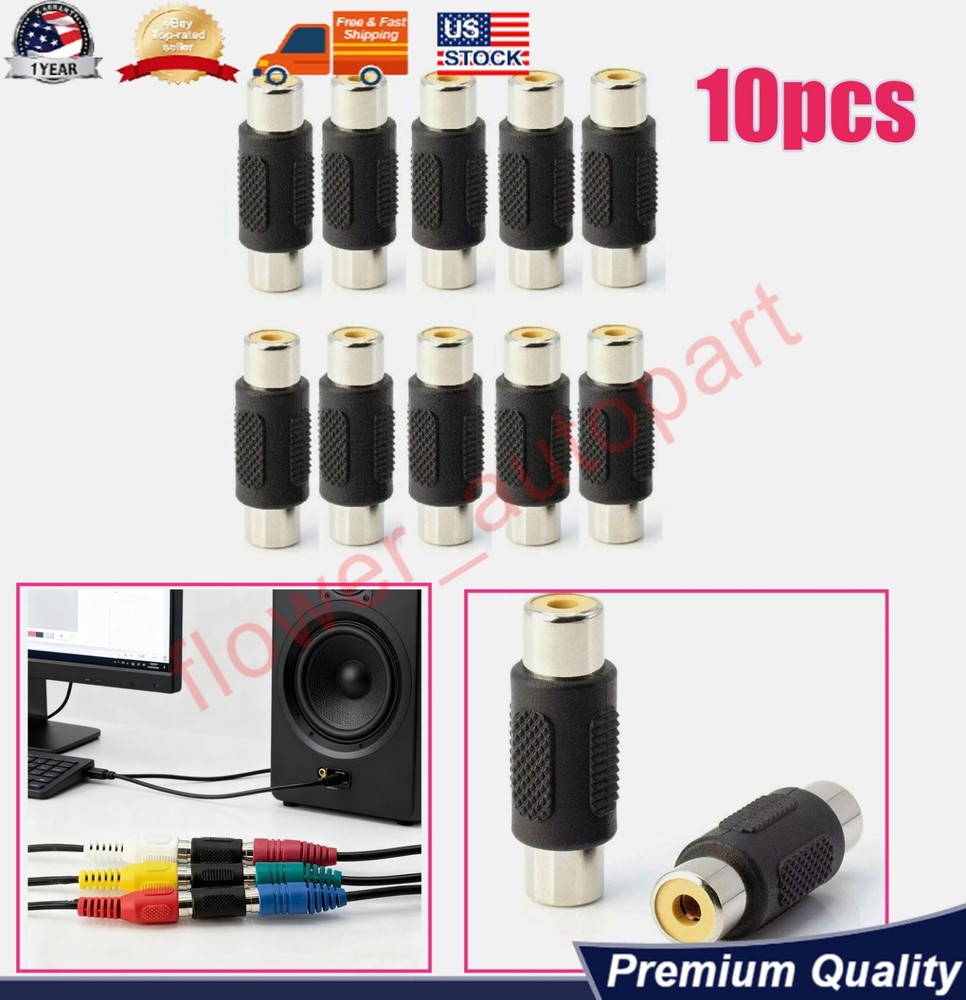 10 Pack AV RCA Audio Video Female to Female Jack Coupler Adapter Connector NEW