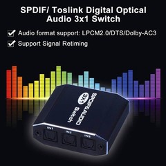 3×1 Aluminum Spdif Toslink Optical Digital Audio Splitter Remote Switch Hub c
