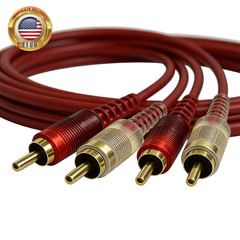 RCA Cables, 2 RCA Stereo Audio Cable – 5 Feet. | Gold-Plated | 2-Male to 2-Male