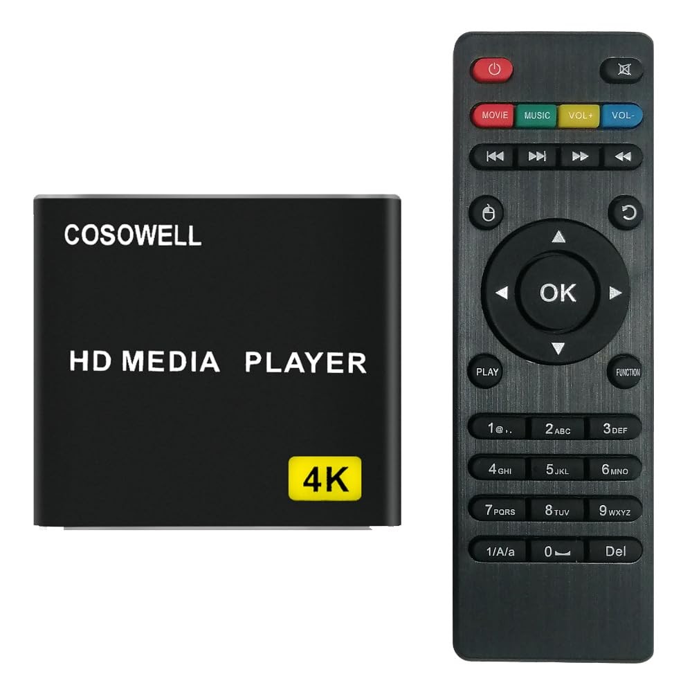 4K Media Player USB Drive SD Ultra HD HDMI AV Output H.265 H.264 MKV MP4 MP3 JPG