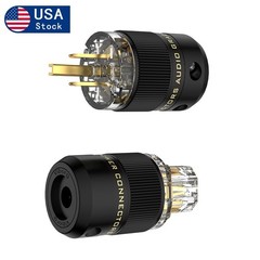 Pair HiFi Power Plug Copper Gold Plated Power Connector AC Mains Plug 15A/125