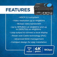 New- Orei 1×2 HDMI Extender Splitter 4K, Multiple Single Cable CAT6/7 4K@60Hz