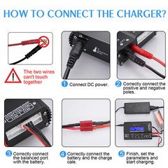 Lipo Battery Charger, 1S-6S Lipo Li-ion NiMH NiCD Li-Fe Battery with Tamiya XT60