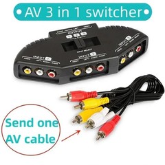 Fosmon 3 Port AV Composite RCA Selector Box Switch Splitter w/ Cable Cord Plug