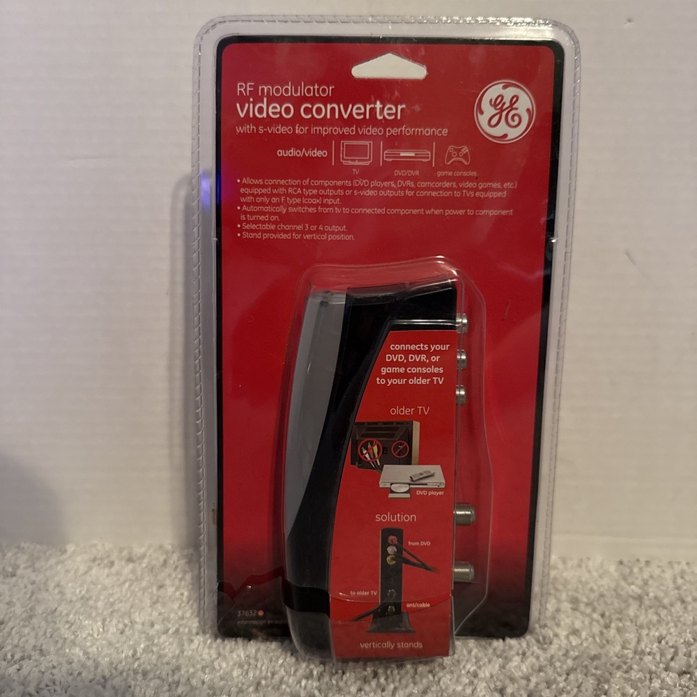 GE RF Modulator Video Converter 37632 Connect DVD DVR Video Games For Older TV