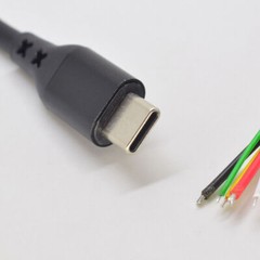 2pcs 30cm USB Type-C Male Plug PD Power Cable 5A Fast Charge 5 Wires Pigtail DIY