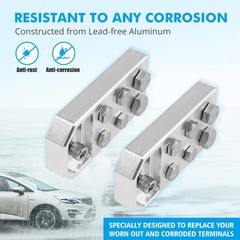 Pair Car Audio 6 Spot Flat Battery Terminals Bolt Use Only Positive Negative + –