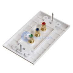 4x Component Video + Audio RGB 3 RCA AV Wall Face Plate Gold Plated White