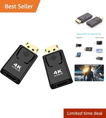 Displayport to HDMI Converter，DP to HDMI Adapter [2-Pack],3840x2160p Male to …