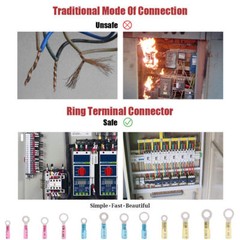180Pcs Heat Shrink Wire Crimp Connectors AWG 22-10 Ring Terminals Waterproof Kit