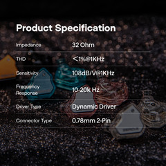 7Hz x Crinacle Zero:2 Updated 10mm Dynamic Driver IEM Wired Earbuds for Musician
