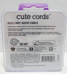 Iphone iHip Cute Cords Braided Auxiliary Audio Cable 10 Foot White / 3.5 mm