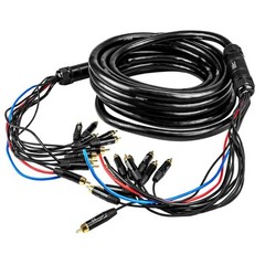 30ft Medusa Cable 10-Channel RCA with 3×12 Ga Black, Blue, Red Power Cables