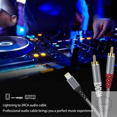 [MFi Certified] Compatible with Lightning to RCA Cable Audio Adapter, 4FT iOS to