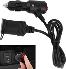 3Ft Car Cigarette Lighter Extension Cord with On Off Switch & Dust 1 Tuo 1 or 2