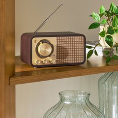 Small Wood Finish with Brass Retro Radio – Hearth & Hand with