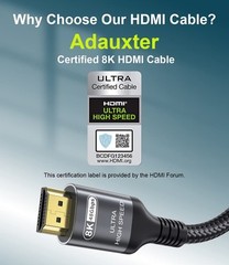 Certified 10K 8K HDMI 2.1 Cable 1.64 FT, 48Gbps Ultra High Speed FT/0.5m