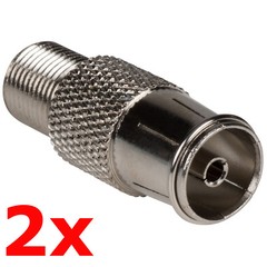 2 Pack – PAL Female to F Type Jack Adapter – Coax TV FM Radio Antenna Converter
