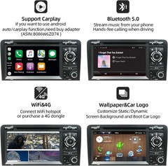 Android 10 Double Din Car Stereo Fit for Audi A3 (2003-2011)