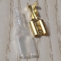 100 Sets Female 6.3mm Spade Connector Wire Crimp Brass Terminal Insulated Sleeve