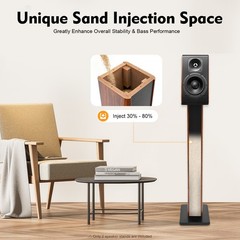 35.4in Rosewood Wood Grain Speaker Stands Pair Sand-Fillable Column 90cm