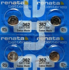 4 x Renata 1.55V Button Cell Battery, 362 SR721SW