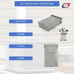 Long Term 240V 60A Pull Out Switch Box Non-Fused Disconnect Plastic Electroni…