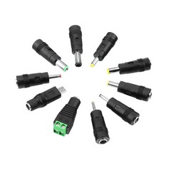10-in-1 Universal DC Plug 5.5mm x 2.5mm Female to Male Power Supply Adapter Tips