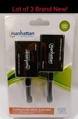 Lot Of 3 Manhattan Cat5e/Cat6 HDMI Extender 207836 100ft over 2 Cables Brand New